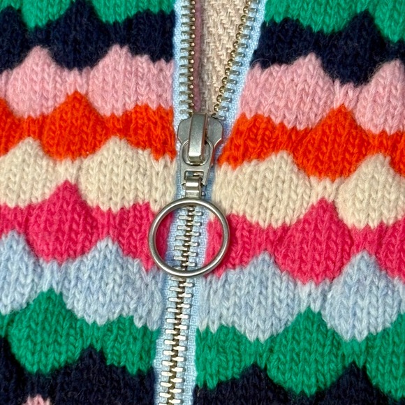 Gorman Zip Up Cardigan | US 4 | Merino Wool Multicolor Rainbow Knit Sweater - Picture 4 of 8